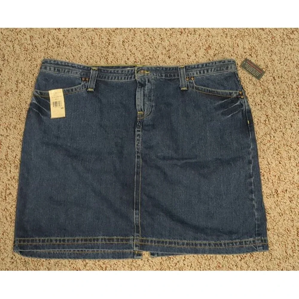 Tommy Hilfiger Open Back Slit Blue Jean Skirt Plus Women Sz 20 NWT - Knew Length